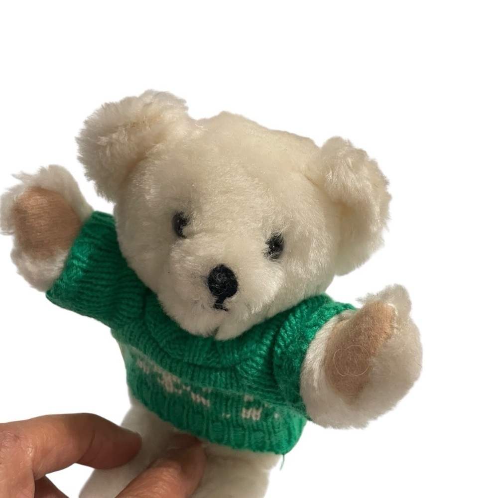 Vintage Russ Berrie Teddy Bear Plush with Green Sweater – Item #1390 - Picture 4 of 9